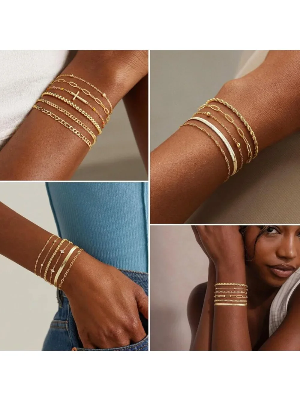 Stunning Gold Bracelet Set for Women - No Tarnish, Elegant & Durable Jewelry